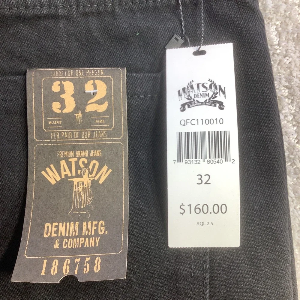 Watson Denim Black Jeans Mens‎ Size 32 (Actual 30 x 31) Rasta Patches NWT